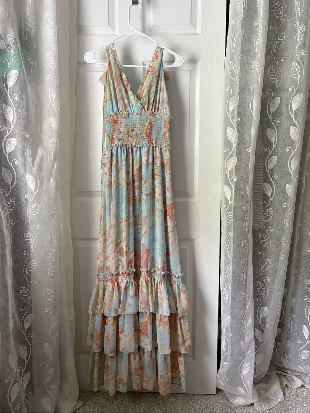 Petal & Pup boho Christabel Floral Sleeveless Tiered ruffle Maxi Dress size S